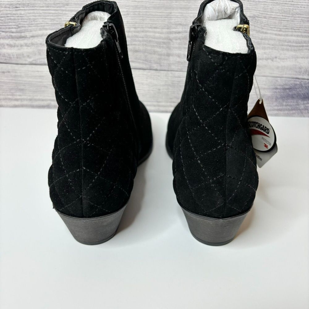 White Mountain Womens 9.5W Jodi Black Suede Quilted Ankle Boots‎ NIB Scotchguard - Picture 5 of 10